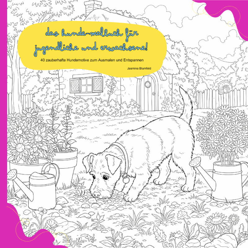 (Werbung) Sichere dir mein Hunde-Malbuch für Jugendliche und Erwachsene