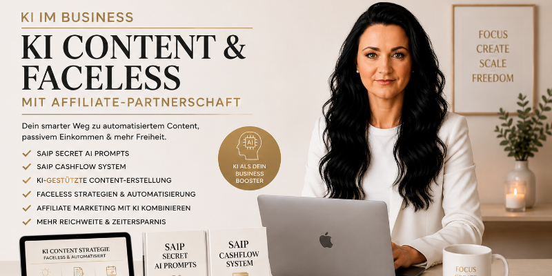 KI im Business → KI Content & Faceless mit Affiliate-Partnerschaft, SAIP Secret AI Prompts, SAIP Cashflow System - Die STARTBASIS