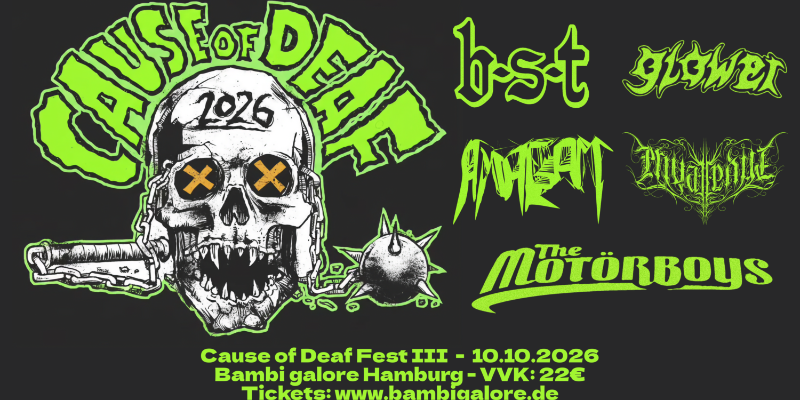 10.10.2026
Cause of Deaf Fest III: Glower - B.S.T. - The Motörboys - Amalgam - Private Paul